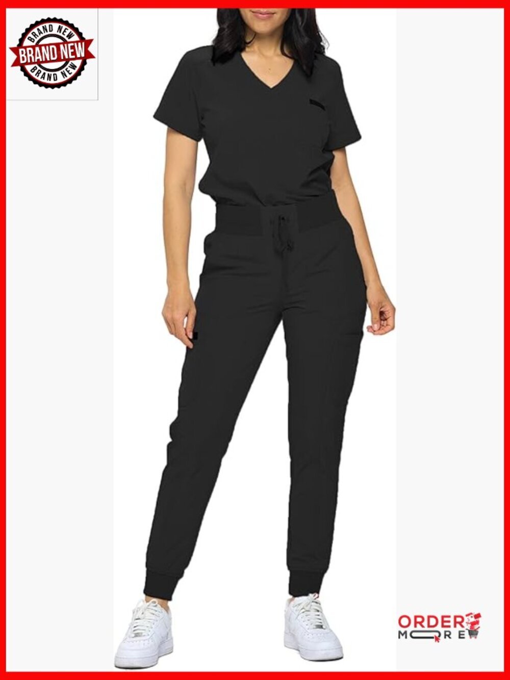 Slim Fit Jogger Scrub Set with Tuck-In Top - Stretchy Poly/Spandex
